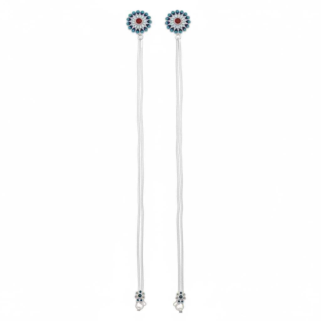 Peacock Drop Multi-Chain Silver Anklet – 99.9% Pure Layered