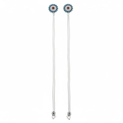 Peacock Drop Multi-Chain Silver Anklet – 99.9% Pure Layered