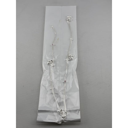 Pink Eye Charm Silver Anklet – 99.9% Pure Adjustable Dual