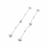 Load image into Gallery viewer, Pink Stone Curve Anklet – 925 Sterling Silver – Adjustable – Dual Tone Accent-21g
