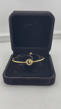 Load and play video in Gallery viewer, 925 Sterling Silver Gold Plated Spiral CZ Open Bangle Bracelet

