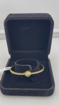Load and play video in Gallery viewer, 925 Sterling Silver Gold Plated Sunburst CZ Open Bangle Bracelet
