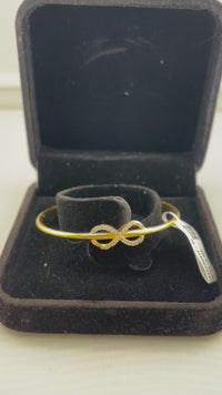 Load and play video in Gallery viewer, 925 Sterling Silver Gold Plated Infinity CZ Open Bangle Bracelet
