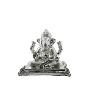 Load image into Gallery viewer, Pure Silver Lord Ganesha (99.9% purity) Idol on Decorative Base – Intricate Ganpati Murti for Pooja &amp; Home Décor | 1186g
