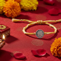 Load image into Gallery viewer, Pure Silver Lotus Charm Rakhi thread – Adjustable Sacred
