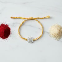 Load image into Gallery viewer, Pure Silver Lotus Charm Rakhi thread – Adjustable Sacred
