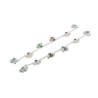 Load image into Gallery viewer, Rainbow Floral Layered Silver Anklet – 99.9% Pure Silver – Adjustable – 53.22 g
