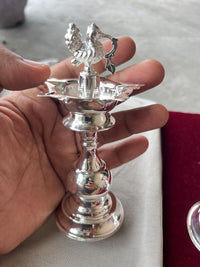 Load image into Gallery viewer, Silver Diya 48gm – Traditional Pooja Lamp for Temple &amp; Festival (single piece)
