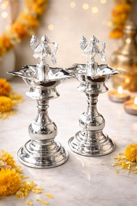 Load image into Gallery viewer, Silver Diya 48gm – Traditional Pooja Lamp for Temple &amp; Festival (single piece)
