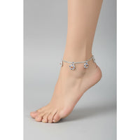Load image into Gallery viewer, Royal Floral Kundan Silver Anklet – 99.9% Pure Silver – Adjustable – 29.48 g
