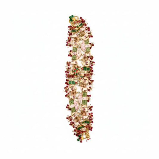Royal Meenakari Elephant Anklet – Gold Finish Multicolor