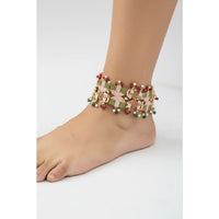 Load image into Gallery viewer, Royal Meenakari Elephant Anklet – Gold Finish – Multicolor Stones &amp; Pearls
