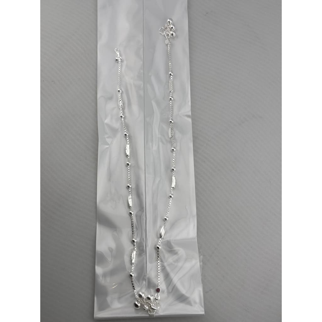 Ruby Touch Bar Silver Anklet – 99.9% Pure Adjustable 16g