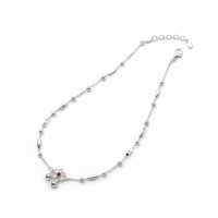 Load image into Gallery viewer, Ruby Touch Bar Silver Anklet – 99.9% Pure Silver – Adjustable – 16g
