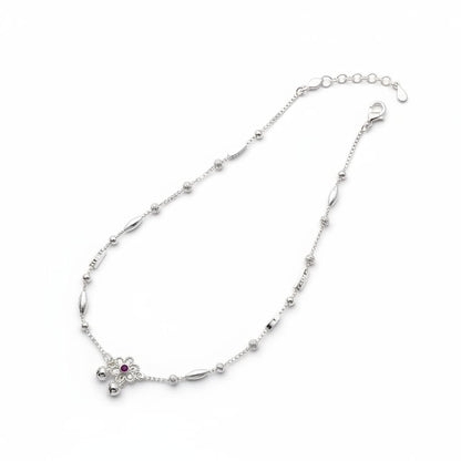 Ruby Touch Bar Silver Anklet – 99.9% Pure Adjustable 16g