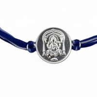 Load image into Gallery viewer, Sterling silver Shree Ganesh Rakhi Bracelet – Sacred Raksha Bandhan Rakhi with Lord Ganesha Silver- Charm
