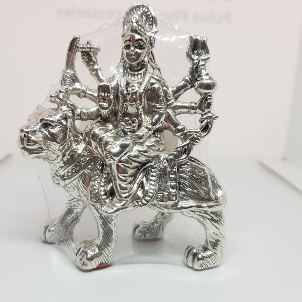 Silver 99.9% Pure Durga/Ambe mata Idol for home office