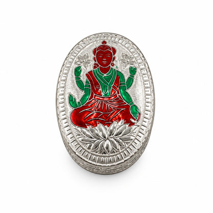 Silver Box Oval Laxmi Enamel Handcrafted (21.10g)