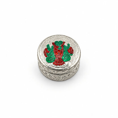 Silver Box Round Ganesh Enamel Handcrafted (21g)