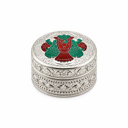 Silver Box Round Ganesh Enamel Handcrafted (21g)