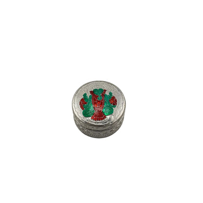 Silver Box Round Ganesh Enamel Handcrafted (21g)