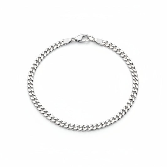 Silver Curb Link Bracelet 925 – Flat Chain | 5mm - 8 Inches