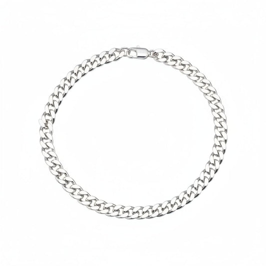 Silver Curb Link Bracelet 925 – Flat Chain | 8mm - Bracelets