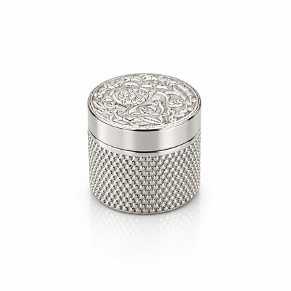 Silver Cylindrical Box Lion Engraved Handcrafted (13.16g)