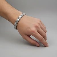 Load image into Gallery viewer, Silver Designer Link Bracelet 925 – Stone Studded Chain
