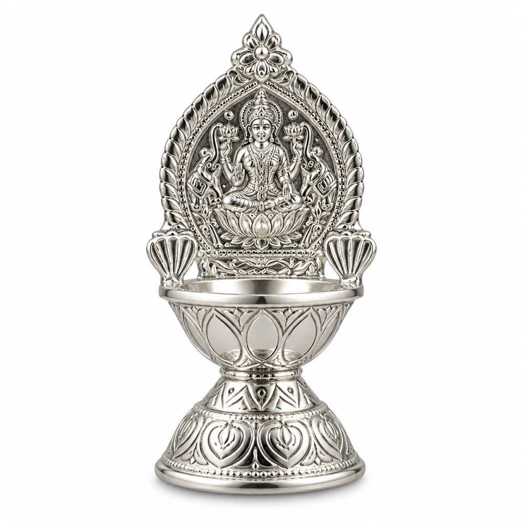 Silver Diya 15gm – Traditional Pooja Lamp for Temple &