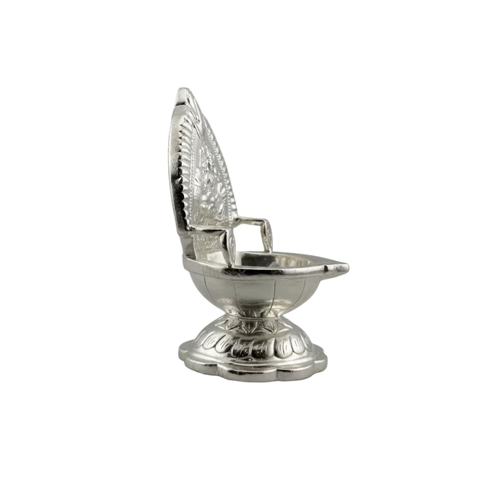 Silver Diya 35gm – Traditional Pooja Lamp for Temple &