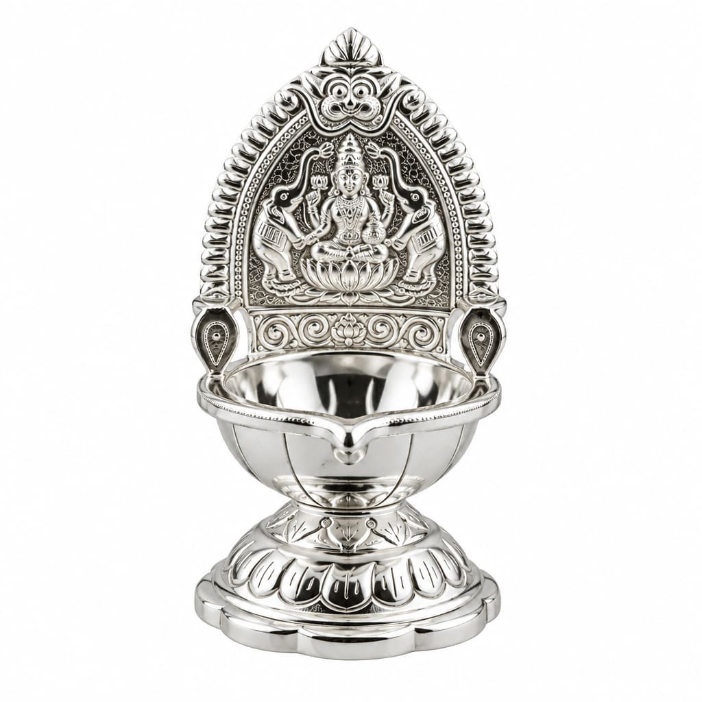 Silver Diya 35gm – Traditional Pooja Lamp for Temple &