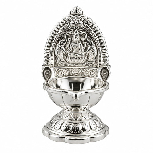 Silver Diya 35gm – Traditional Pooja Lamp for Temple &