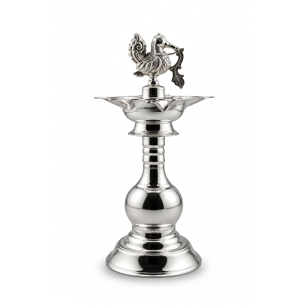 Silver Diya 48gm – Traditional Pooja Lamp for Temple &