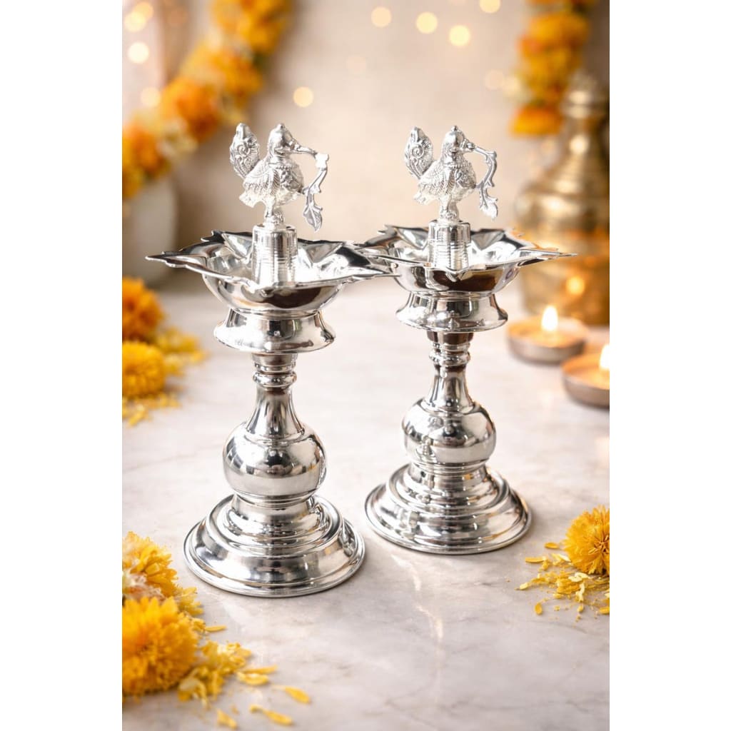 Silver Diya 48gm – Traditional Pooja Lamp for Temple &