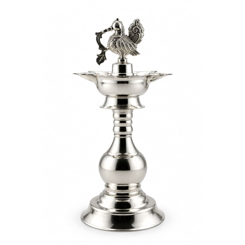 Silver Diya 48gm – Traditional Pooja Lamp for Temple &