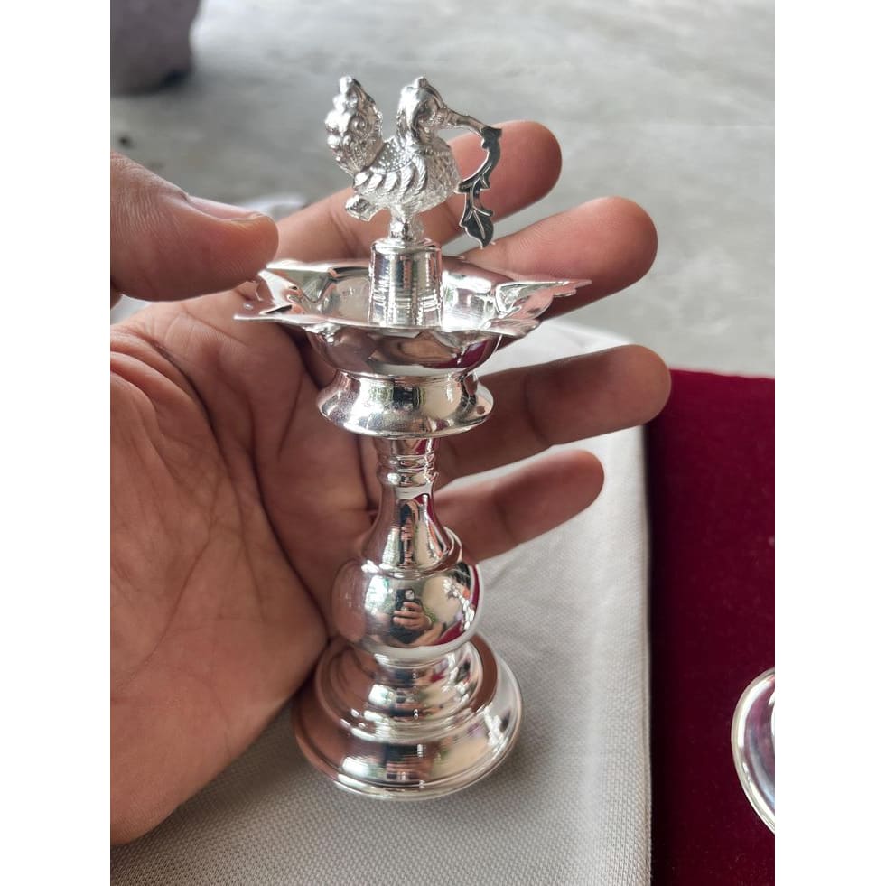 Silver Diya 48gm – Traditional Pooja Lamp for Temple &