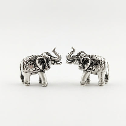Silver Elephant Pair Figurine – 925 Sterling Handcrafted