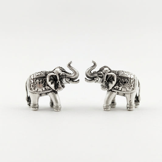 Silver Elephant Pair Figurine – 925 Sterling Handcrafted