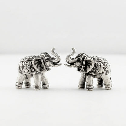 Silver Elephant Pair Figurine – 925 Sterling Handcrafted