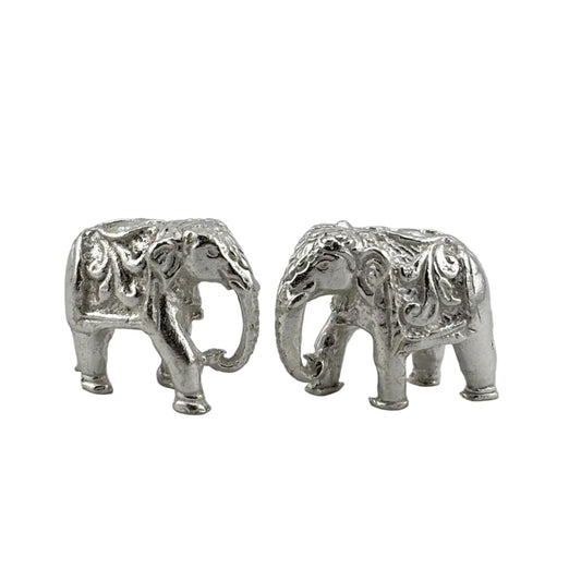 Silver Elephant Pair Figurine – 925 Sterling Handcrafted
