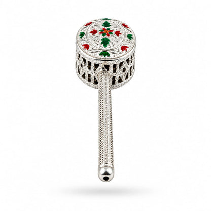 Silver Enamel Baby Rattle (32.7g) - 925 Sterling Silver