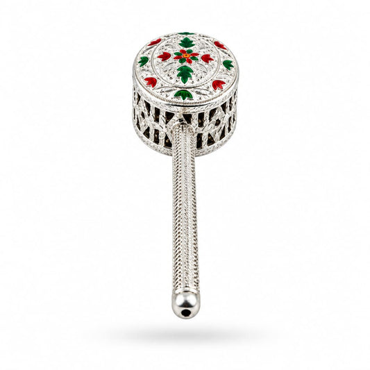Silver Enamel Baby Rattle (32.7g) - 925 Sterling Silver