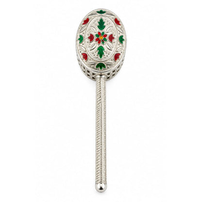 Silver Enamel Baby Rattle (32.7g) - 925 Sterling Silver