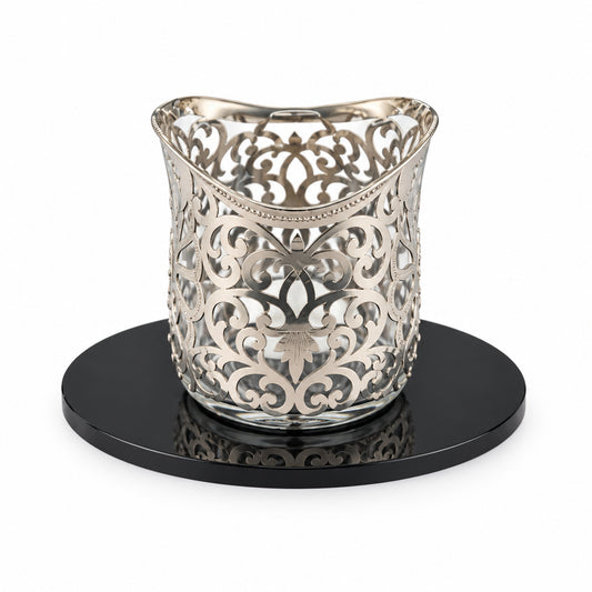 Silver Filigree Glass Candle Holder (59g) - 999 Pure - Gift