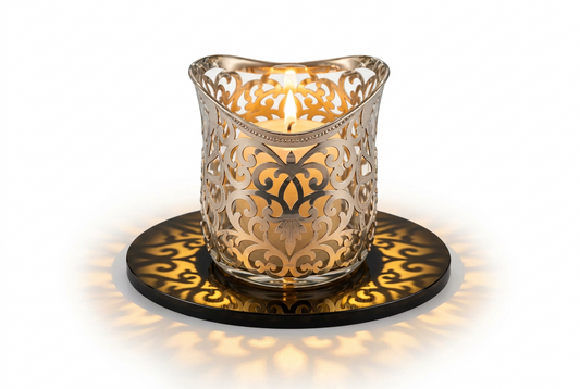 Silver Filigree Glass Candle Holder (59g) - 999 Pure Silver