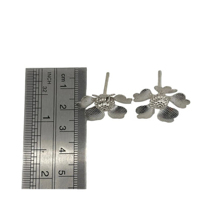 Silver Flower Pooja Piece Set of 2 Handcrafted (4.30g)