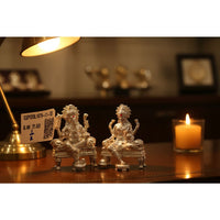 Load image into Gallery viewer, Silver Ganesh Lakshmi Idol 21gm – Spiritual Ganesh Lakshmi Murti for Temple Decor &amp; Festivals
