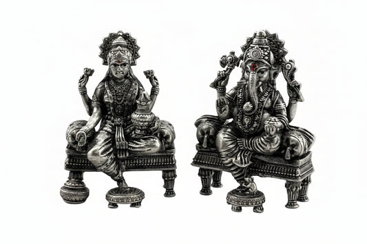 Sterling Silver (92.5% purity) Ganesh Lakshmi Idol 50gm –