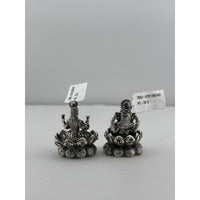 Load image into Gallery viewer, Silver Ganesh Lakshmi Idol 50gm – Spiritual Ganesh Lakshmi Murti for Temple Decor &amp; Festivals
